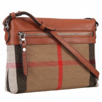 Burberry House Check And Brown Leather Crossbody Bag 18926898